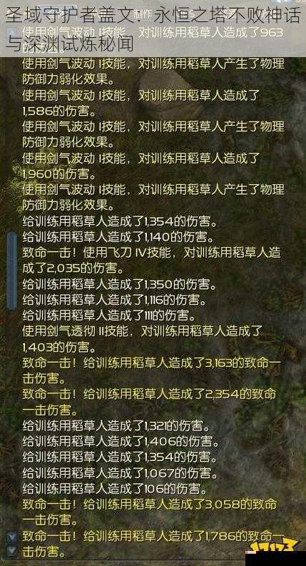 圣域守护者盖文：永恒之塔不败神话与深渊试炼秘闻